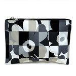 marimekko（マリメッコ） MINI RUUTU-UNIKKO KEIJULI 42751 990 black／grey ミニウニッコ柄×チェック コットンキャンバス スクエア型 ポーチ 小物入れ