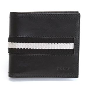 Bally（バリー） TYE 290 BLACK 小銭入れ付 二つ折り財布 型押しカーフ