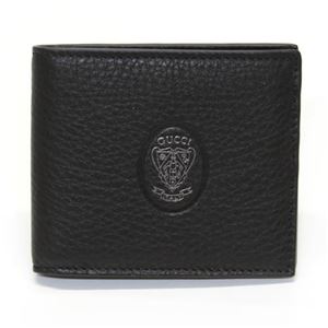 Gucci（グッチ） クレストディティール カーフ 二つ折り財布 小銭入れ無し ブラック ≪2014SS≫ 336383 A7M0R 1000