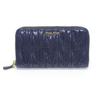 MIUMIU（ミュウミュウ） マテラッセ ラックス ギャザー ラウンドファスナー長財布 5M0506 MATELASSE LUX BLUETTE