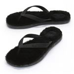 UGG（アグ） オーストラリア 1684-BLK Fluffie フラッフィー レディス シープスキン ムートン ビーチサンダル ルームスリッパ ブラック US5 （日本サイズ22cm）