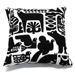 marimekko（マリメッコ） KANTELEEN KUTSU CUSHION COVER 50X50cm カンテレーン クッツ 壁画風 動物モチーフ クッションカバー 62770 190 white／black