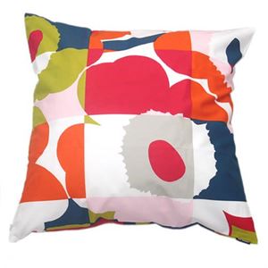 marimekko（マリメッコ） 67303 536 blue／red／lime RUUTU-UNIKKO CUSHION COVER ウニッコ柄×チェック クッションカバー 50X50cm