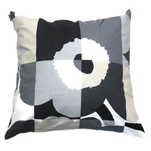 marimekko（マリメッコ） 67303 990 black／grey RUUTU-UNIKKO CUSHION COVER ウニッコ柄×チェック クッションカバー 50X50cm