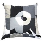 marimekko（マリメッコ） 67303 990 black／grey RUUTU-UNIKKO CUSHION COVER ウニッコ柄×チェック クッションカバー 50X50cm