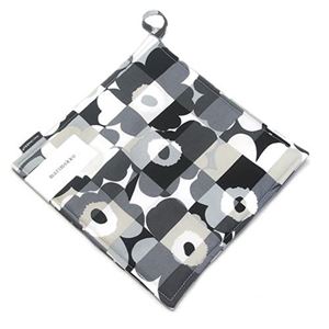 marimekko（マリメッコ） 67386 990 black／grey MINI RUUTU-UNIKKO POT HOLDER ミニウニッコ柄×チェック ポットホルダー 鍋敷き