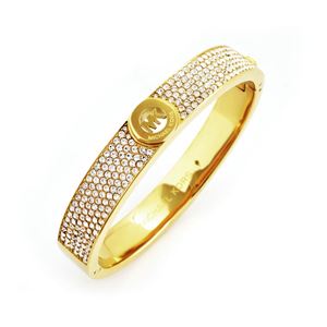 Michael Kors（マイケルコース） MKJ3998710 Pave Gold-Tone Heritage Fulton Logo Bangle Bracelet パヴェ MKロゴ バングル ブレスレット