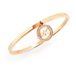 Michael Kors（マイケルコース） MKJ4838791 Pave Rose Gold-Tone Fulton Logo Bangle Bracelet パヴェ MKロゴ ヒンジ バングル ブレスレット