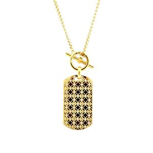 Michael Kors（マイケルコース） MKJ4286710 Pave Gold-Tone Heritage Monogram Dog Tag Pendant Necklace パヴェ モノグラム ドッグタグ ペンダント ネックレス