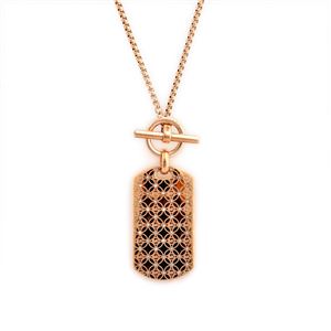 Michael Kors（マイケルコース） MKJ4287791 Pave Rose Gold-Tone Heritage Monogram Dog Tag Pendant Necklace パヴェ モノグラム ドッグタグ ペンダント ネックレス