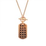 Michael Kors（マイケルコース） MKJ4287791 Pave Rose Gold-Tone Heritage Monogram Dog Tag Pendant Necklace パヴェ モノグラム ドッグタグ ペンダント ネックレス