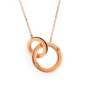 Michael Kors（マイケルコース） MKJ4680791 Pave Rose Gold-Tone Interlocking Circle Pendant Necklace パヴェ インターロッキング サークル ネックレス ペンダント