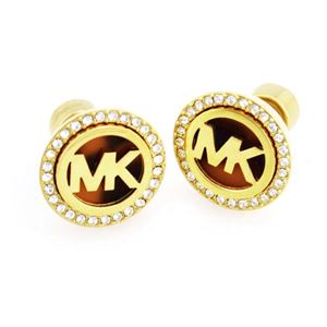 Michael Kors（マイケルコース） MKJ2943710 Pave Gold-Tone and Tortoise Fulton Logo Stud Earrings パヴェ MKロゴ スタッド ピアス