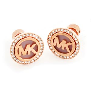 Michael Kors（マイケルコース） MKJ4341791 Pave Rose Gold-Tone and Blush Rose Fulton Logo Stud Earrings パヴェ MKロゴ スタッド ピアス