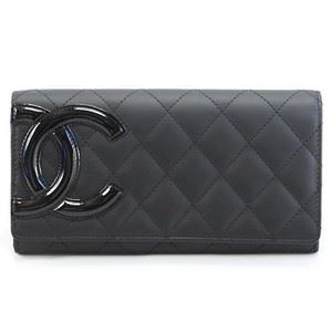 CHANEL（シャネル） 50077 Y03880 C2054 CAMBON NOIR／ROSE カンボンライン エナメルココマーク キルティング カーフスキン 二つ折り長財布