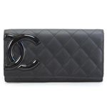 CHANEL（シャネル） 50077 Y03880 C2054 CAMBON NOIR／ROSE カンボンライン エナメルココマーク キルティング カーフスキン 二つ折り長財布