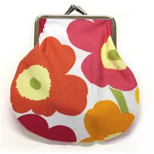 marimekko（マリメッコ）PIENI KUKKARO MINI UNIKKO ミニウニッコ柄 がま口 コットンパース ミニ・ポーチ 小物入れ 20310 201 white/orange/pink