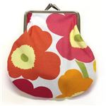 marimekko（マリメッコ）PIENI KUKKARO MINI UNIKKO ミニウニッコ柄 がま口 コットンパース ミニ・ポーチ 小物入れ 20310 201 white/orange/pink