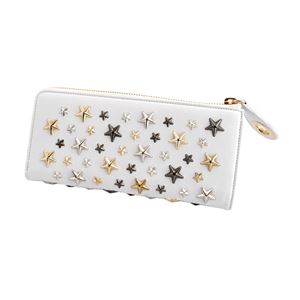 JIMMY CHOO（ジミーチュウ）NIXIE/LTR 153 WHITE/METALLIC MIX スタースタッズ付 L字ファスナー長財布 ロングウォレット