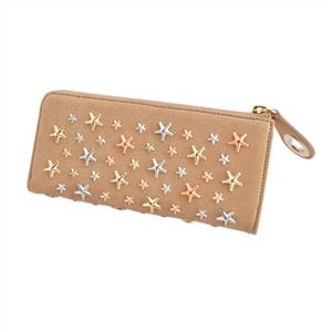 JIMMY CHOO（ジミーチュウ）NIXIE/MXU 161 NUDE/ROSE GOLD METALLIC MIX スタースタッズ付 L字ファスナー長財布 ロングウォレット