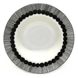 marimekko（マリメッコ）SIIRTOLAPUUTARHA DEEP PLATE 20cm 66683 190 white/black 手描き風ドットデザイン ディーププレート スープ皿