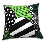 marimekko（マリメッコ）SIIRTOLAPUUTARHA CUSHION COVER 50X50cm シィールトラプータルハ 菜園モチーフ クッションカバー 63879 160 white/green/black