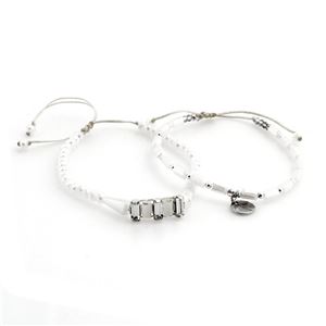 CHAN LUU（チャンルー） BSZ-4758 WHT MIX シングルブレスレット 2本セット Pull Tie ホワイトクリスタル ミックス