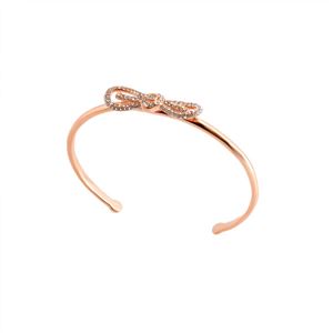 KATE SPADE（ケイトスペード） WBRUB643-704 Clear/Rose Gold パヴェ ビジュー×リボン カフバングル Dainty Sparklers Pave Bow Cuff