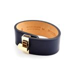 MAISON BOINET（メゾンボワネ） 95093G 79 3 Navy M ヒネリ金具 レザー ブレスレット バングル 25mm