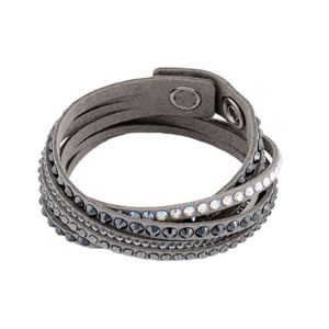 Swarovski（スワロフスキー） 5021033 Slake Deluxe Light Grey ダブルラップ 2重巻タイプ（8連） ダークカラーミックス クリスタル ブレスレット