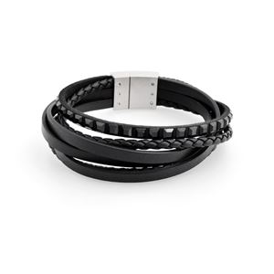 Swarovski（スワロフスキー） メンズコレクション 5037652 Alto Woven カーフスキン＆クリスタル 6連 ブレスレット