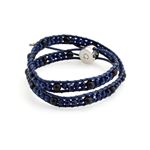 Swarovski（スワロフスキー） メンズコレクション 5182046 Tomboy Beads ダブルラップ 2重巻タイプ ブルークリスタル＆ウッドビーズ ブレスレット