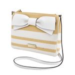 KATE SPADE（ケイトスペード） PXRU6465 160 Natural/Fresh White リボンモチーフ ボーダー ストロー ミニショルダーバッグ かごバッグ Clement Street Straw Cayli