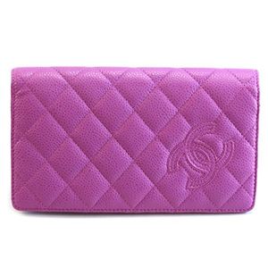 CHANEL（シャネル） 80211 Y06500 0A746 CAVIAR PINK マトラッセ キルティング キャビアスキン 型押しカーフスキン 二つ折り長財布