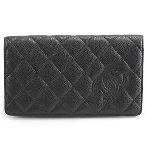CHANEL（シャネル） 80211 Y06500 94305 CAVIAR BLACK マトラッセ キルティング キャビアスキン 型押しカーフスキン 二つ折り長財布