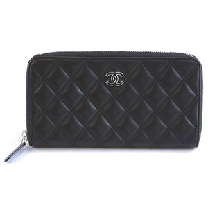 CHANEL（シャネル） 82126 Y25267 94305 LAMB BLACK マトラッセ キルティング ラムスキン ラウンドファスナー長財布