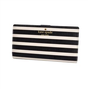 KATE SPADE（ケイトスペード） PWRU4233 79 Black/Sandy Beach ボーダー柄 背面ファスナー小銭入れ付 二つ折り長財布 Fairmount Square Stacy