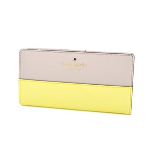 KATE SPADE（ケイトスペード） PWRU3905 775 Crisp Linen/Lemonade バイカラー 背面ファスナー小銭入れ＆定期入れ付 二つ折り長財布 Cedar Street Stacy