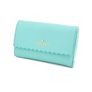 KATE SPADE（ケイトスペード） PWRU4775 388 Soft Aqua/Mint Splash スカラップデザイン 内外バイカラー 定期・カード入れ付 三つ折り財布 Cape Drive Kieran