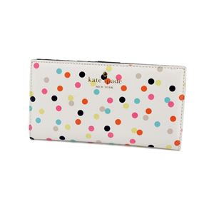 KATE SPADE（ケイトスペード） PWRU4793 974 Multi ドット柄 背面ファスナー小銭入れ＆定期入れ付 二つ折り長財布 Cedar Street Confetti Dot Stacy