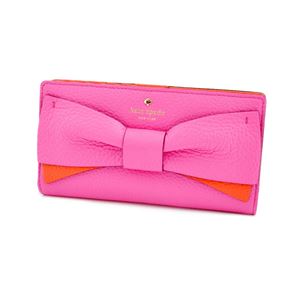 KATE SPADE（ケイトスペード） PWRU4855 696 Tulip Pink リボンモチーフ 背面ファスナー小銭入れ＆定期入れ付 二つ折り長財布 Eden Lane Stacy