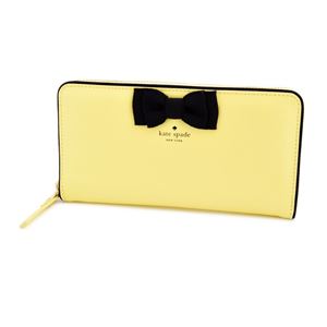 KATE SPADE（ケイトスペード） PWRU4873 708 Lemon Souffle グログランリボン ラウンドファスナー長財布 Kingsley Avenue Lacey