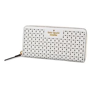 KATE SPADE（ケイトスペード） PWRU4879 125 Bright White ダイヤ型 カットアウトデザイン ラウンドファスナー長財布 Milton Lane Lacey