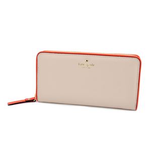 KATE SPADE（ケイトスペード） PWRU4938 287 Porcelain/Bright Papaya バイピング バイカラー ラウンドファスナー長財布 Cobble Hill Lacey