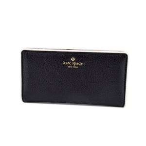 KATE SPADE（ケイトスペード） PWRU4939 67 Black/Cement バイピング バイカラー 背面ファスナー小銭入れ＆定期入れ付 二つ折り長財布 Cobble Hill Stacy