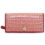 Vivienne Westwood（ヴィヴィアンウエストウッド） クロコ型押し カウレザー パスケース付 二つ折り長財布 NEW CHANCERY 1032V30V 468 SALMONE