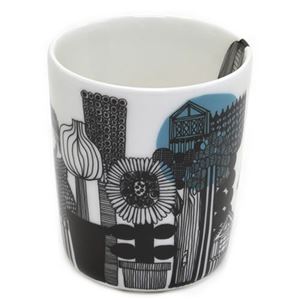 marimekko（マリメッコ） SIIRTOLAPUUTARHA MUG 250ml 菜園モチーフ ラテマグ マグカップ 63298 196 white／black／green