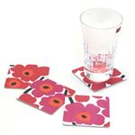 marimekko（マリメッコ） UNIKKO PLYWOOD COASTERS 4PCS ウニッコ柄 コースター 4枚セット 65080 1 white／red／fuchsia