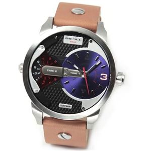 DIESEL(ディーゼル) メンズ 腕時計 人気の2Time表示レザーストラップ・ウオッチ DZ7308