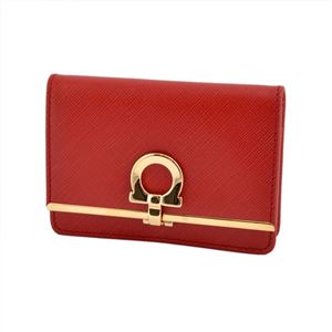 Salvatore Ferragamo(サルバトーレフェラガモ) 22C110 585148 rosso GANCINI ガンチーニ キーリング付カードケース